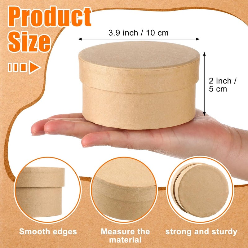Geyee 48 Pcs Round Paper Mache Boxes with Lids, 3.9 Inch Small Mini Nesting Cardboard Gift Boxes for DIY Crafts Decoupage Painting Jewelry Storage and Party Favors - Image 3